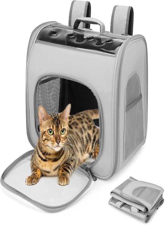 GBEX Pet Carrier Backpack, Cat Backpack Carrier with Breathable Holes, Portable Pet Travel Carrier for Medium/Small Cats and Dogs, Airline Approved, Ideal for Outdoor Picnic,Hiking (Gray) (Square) - Image 1