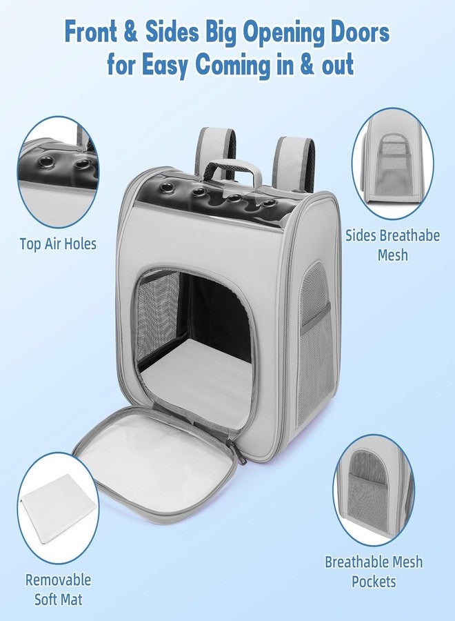 GBEX Pet Carrier Backpack, Cat Backpack Carrier with Breathable Holes, Portable Pet Travel Carrier for Medium/Small Cats and Dogs, Airline Approved, Ideal for Outdoor Picnic,Hiking (Gray) (Square) - Image 4