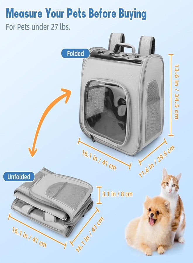 GBEX Pet Carrier Backpack, Cat Backpack Carrier with Breathable Holes, Portable Pet Travel Carrier for Medium/Small Cats and Dogs, Airline Approved, Ideal for Outdoor Picnic,Hiking (Gray) (Square) - Image 2