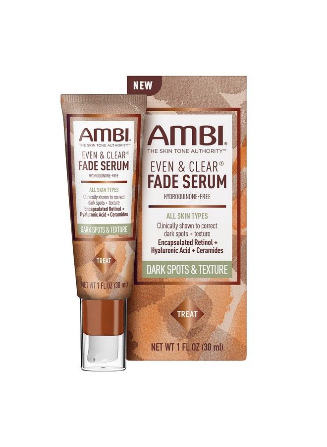 ambi سيروم Even & Clear Fade لعلاج فرط التصبغ، خالي من الهيدروكينون، مصحح للبقع الداكنة، نتائج في أقل من 4 أسابيع، ريتينول، حمض الهيالورونيك، النياسيناميد، سيراميد، 1 أونصة سائلة - Image 2