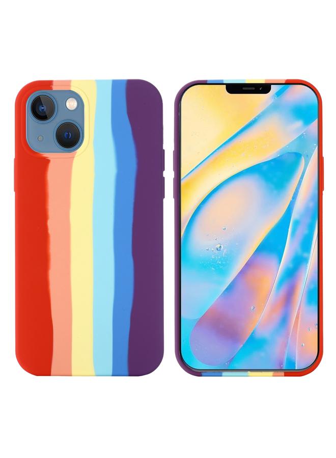 اس-توب جراب لهاتف iPhone 15 من السيليكون السائل بألوان قوس قزح - Image 2