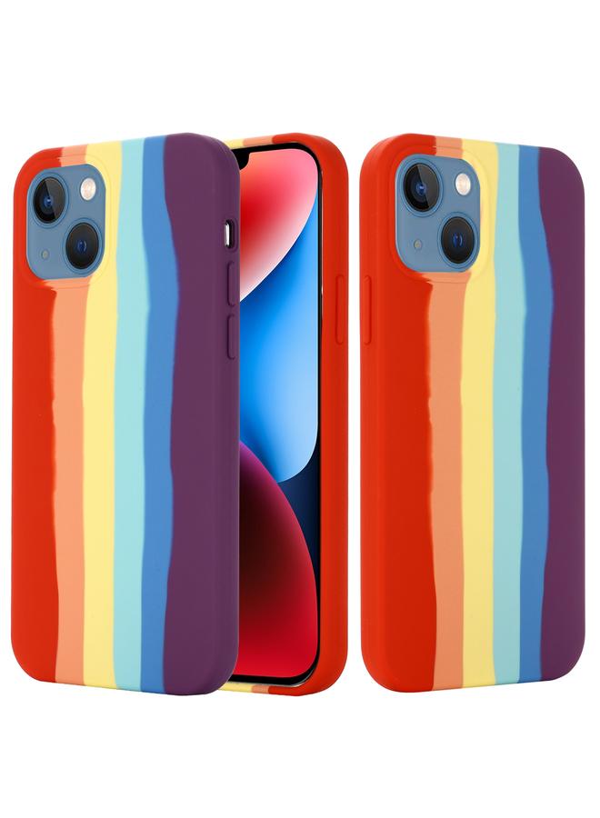 اس-توب جراب لهاتف iPhone 15 من السيليكون السائل بألوان قوس قزح - Image 1