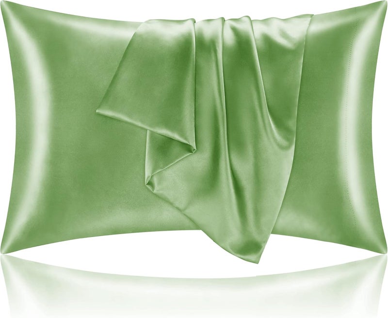 BEDELITE Simple multi-feature universal build Satin Pillowcase for Hair and Skin, Super Soft and Cooling Similar to Silk Pillow Cases 2 Pack with Envelope Closure, Gift for Women Men(20"x36" King Size, Sage Green) Durability enhanced - Image 1