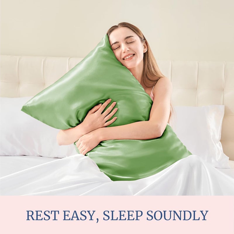 BEDELITE Simple multi-feature universal build Satin Pillowcase for Hair and Skin, Super Soft and Cooling Similar to Silk Pillow Cases 2 Pack with Envelope Closure, Gift for Women Men(20"x36" King Size, Sage Green) Durability enhanced - Image 5