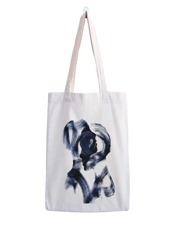 ARTBUG Tote Bag for Women, Aesthetic, Stylish, Ecofriendly, For College Girls, Office, Beach and Outings -Abstract Brushstroke Faces Printed Canvas D - 379 - Image 1