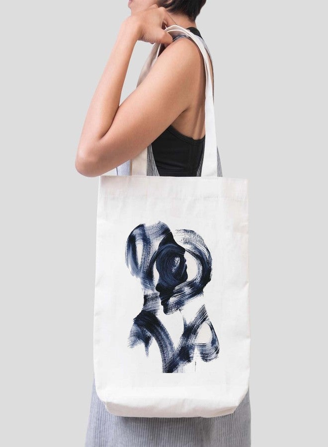 ARTBUG Tote Bag for Women, Aesthetic, Stylish, Ecofriendly, For College Girls, Office, Beach and Outings -Abstract Brushstroke Faces Printed Canvas D - 379 - Image 3