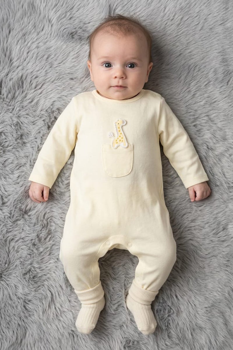 Rock-A-Bye Baby Boutique Toddlers Girl Graphic Print Long Sleeve Rompers With Padded Hanger, Yellow - Image 1
