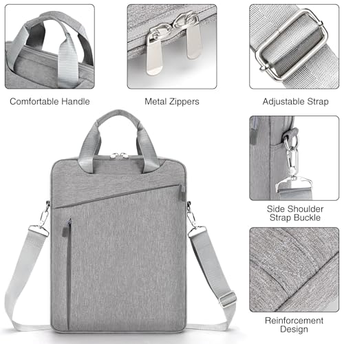 MicaYoung Laptop Case Shoulder Sleeve Bag Compatible with 14" MacBook Pro M5 M4 M3 M2 M1/13.6" MacBook air M4 M3 M2/13 MacBook Neo, Chromebook Notebook Portable Carrying Messenger Computer Bag, Gray - Image 5