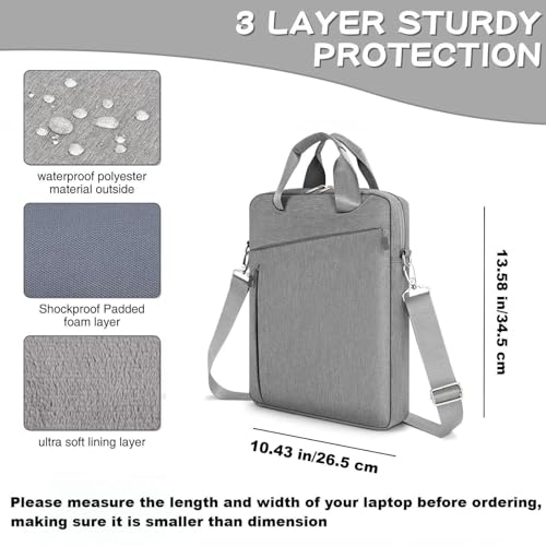 MicaYoung Laptop Case Shoulder Sleeve Bag Compatible with 14" MacBook Pro M5 M4 M3 M2 M1/13.6" MacBook air M4 M3 M2/13 MacBook Neo, Chromebook Notebook Portable Carrying Messenger Computer Bag, Gray - Image 4
