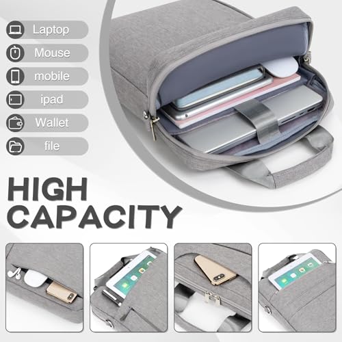 MicaYoung Laptop Case Shoulder Sleeve Bag Compatible with 14" MacBook Pro M5 M4 M3 M2 M1/13.6" MacBook air M4 M3 M2/13 MacBook Neo, Chromebook Notebook Portable Carrying Messenger Computer Bag, Gray - Image 3