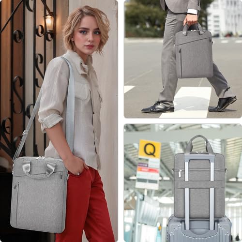 MicaYoung Laptop Case Shoulder Sleeve Bag Compatible with 14" MacBook Pro M5 M4 M3 M2 M1/13.6" MacBook air M4 M3 M2/13 MacBook Neo, Chromebook Notebook Portable Carrying Messenger Computer Bag, Gray - Image 2