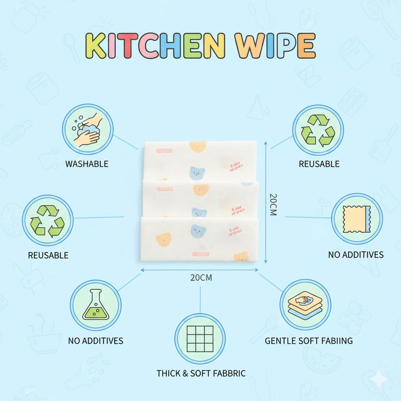Kitchen Wipes Washable 20x20cm 500 Sheets for Cleaning Stove Top Grease Removal Multipurpose Kitchen Home - Image 4