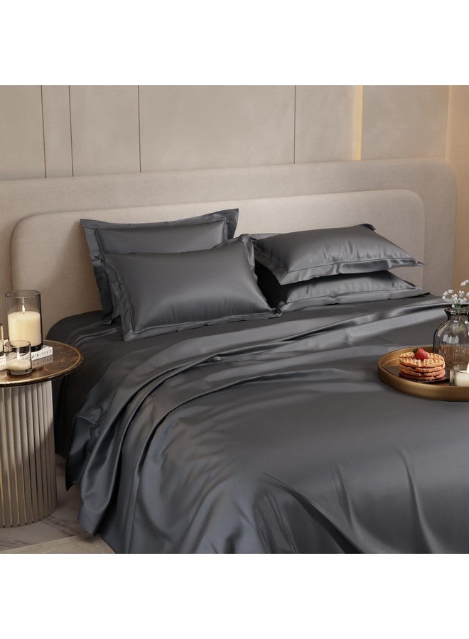 Stoa Paris Super King Size Bedsheet with 4 Pillow Covers, 300TC Satin Premium Bedding Set, Housewarming, Wedding Gift for Couple, Date Night - Twilight Embrace - Image 4