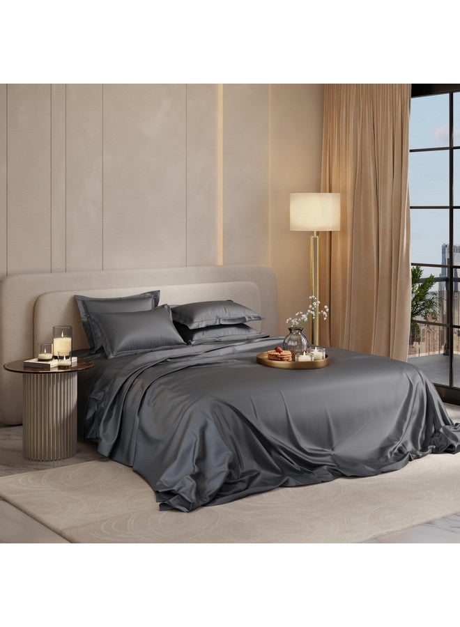 Stoa Paris Super King Size Bedsheet with 4 Pillow Covers, 300TC Satin Premium Bedding Set, Housewarming, Wedding Gift for Couple, Date Night - Twilight Embrace - Image 1