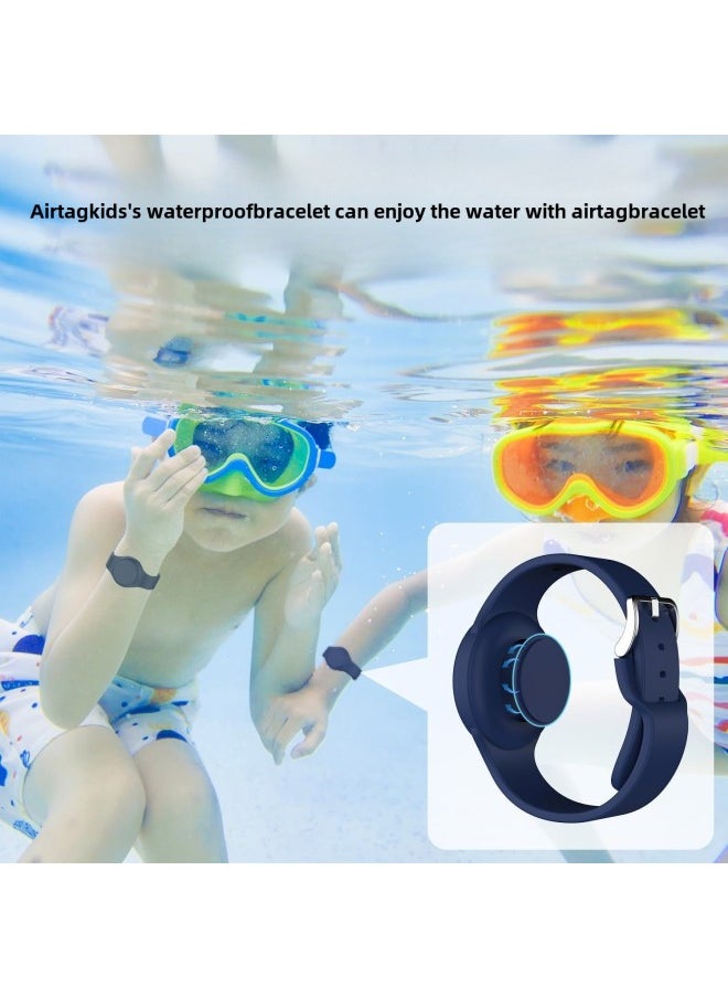 Generic - Suitable For Apple Airtag Protective Case Children Watch Strap Protective Case All-inclusive Waterproof Silicone Anti-lost Tracker-Color:Black+red-Applicable Models:airtag - Image 1