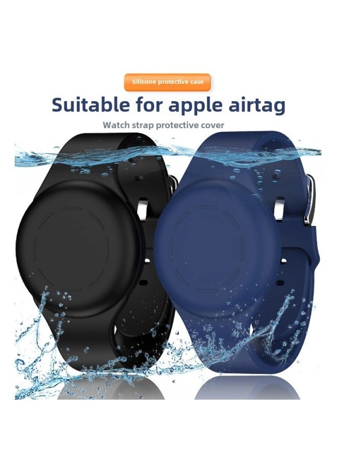 Generic - Suitable For Apple Airtag Protective Case Children Watch Strap Protective Case All-inclusive Waterproof Silicone Anti-lost Tracker-Color:Black+red-Applicable Models:airtag - Image 1