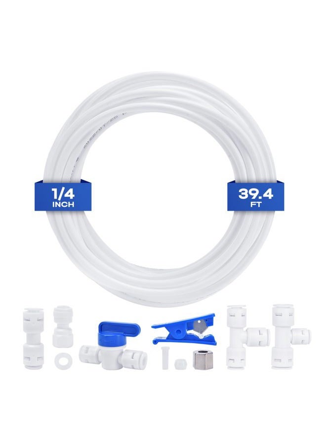 cnaodun Refrigerator Water Line Kit, Ice Maker Water Line Kit with 1/4" OD 39.4ft Water Line Reverse Osmosis Quick Connect Fittings Push To Connect Water Tube Fittings for Fridge Ice Maker - Image 1
