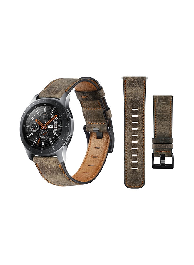 Perfii Genuine Leather Replacement Band For Samsung Galaxy Watch Retro Light Brown - Image 2