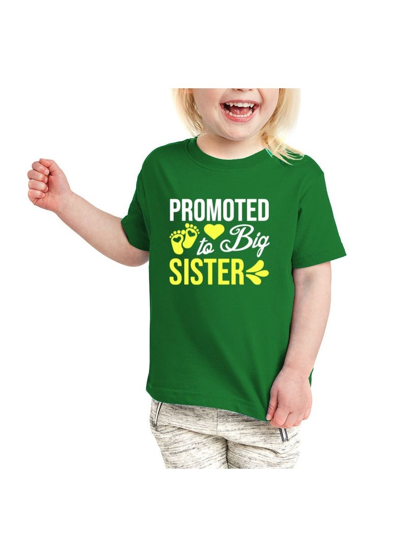 برينت شوب فور مي تي شيرت مطبوع عليه الأخت الكبرى تم ترقيته إلى تي شيرت إعلان الأخت الكبرى للأطفال والرضع تي شيرت بأكمام قصيرة للفتيات الصغيرات - Image 1