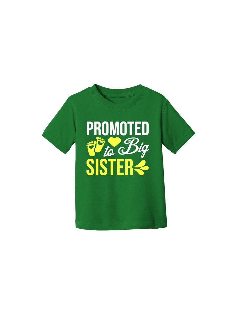 برينت شوب فور مي تي شيرت مطبوع عليه الأخت الكبرى تم ترقيته إلى تي شيرت إعلان الأخت الكبرى للأطفال والرضع تي شيرت بأكمام قصيرة للفتيات الصغيرات - Image 3