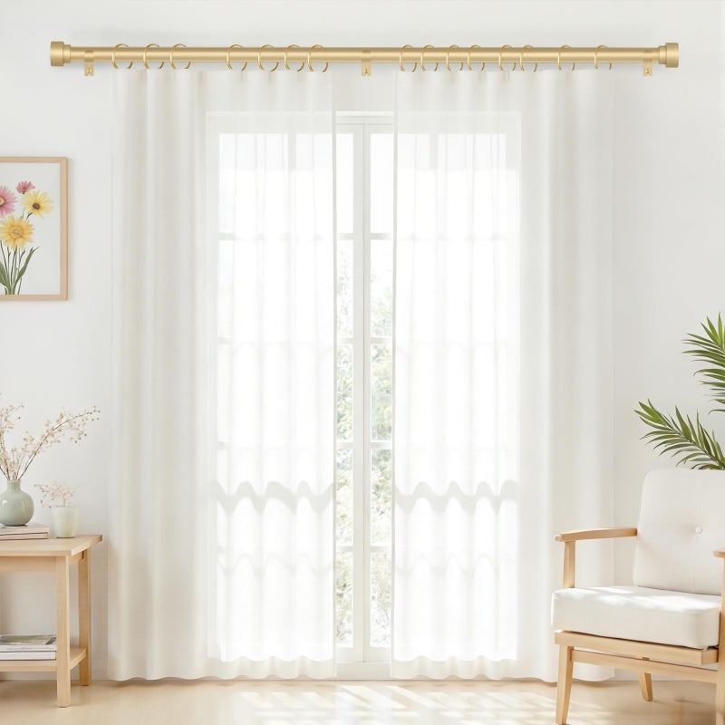 GEEBOBO Gold Curtain Rods for Windows 66 to 120 Inch, 1 Inch Adjustable Heavy Duty Decorative Window Curtain Rod, W1 (Gold, 32"-120") - Image 2