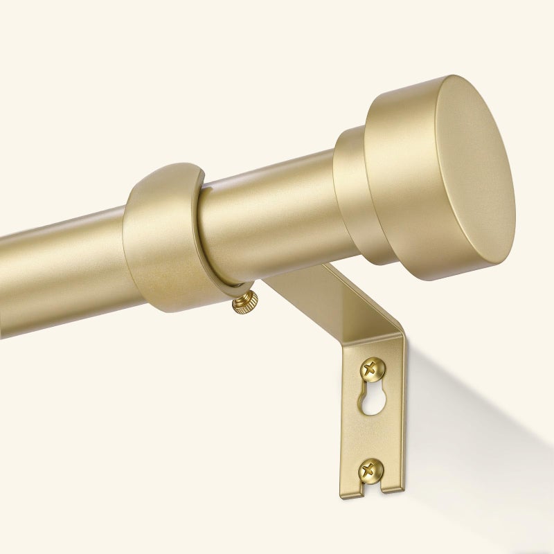 GEEBOBO Gold Curtain Rods for Windows 66 to 120 Inch, 1 Inch Adjustable Heavy Duty Decorative Window Curtain Rod, W1 (Gold, 32"-120") - Image 1