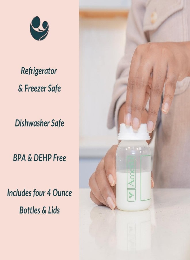 Ameda Breastmilk Storage Bottles with Lock-Tight Cap | 4.4 Ounce Breast Milk Storage Containers for Fridge (4 Count) | Breastmilk Storage Bag Alternative | Breastfeeding Supplies - Image 2
