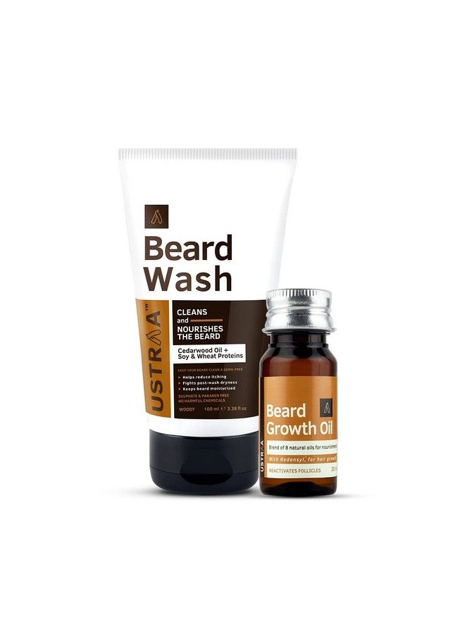 Ustraa Beard Growth Oil 35 Ml And Beard Wash Woody 100 Ml - Image 1