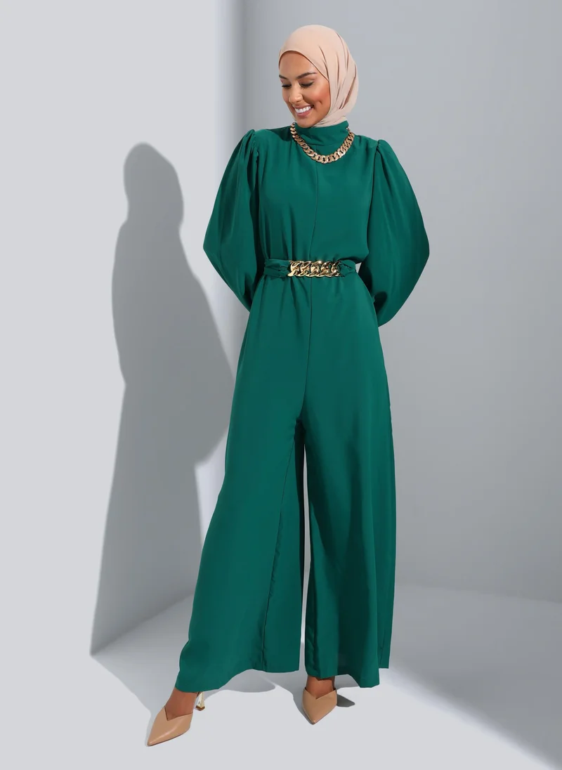 Refka by modanisa Unlined - Crew neck - Emerald - Evening Jumpsuits - Refka