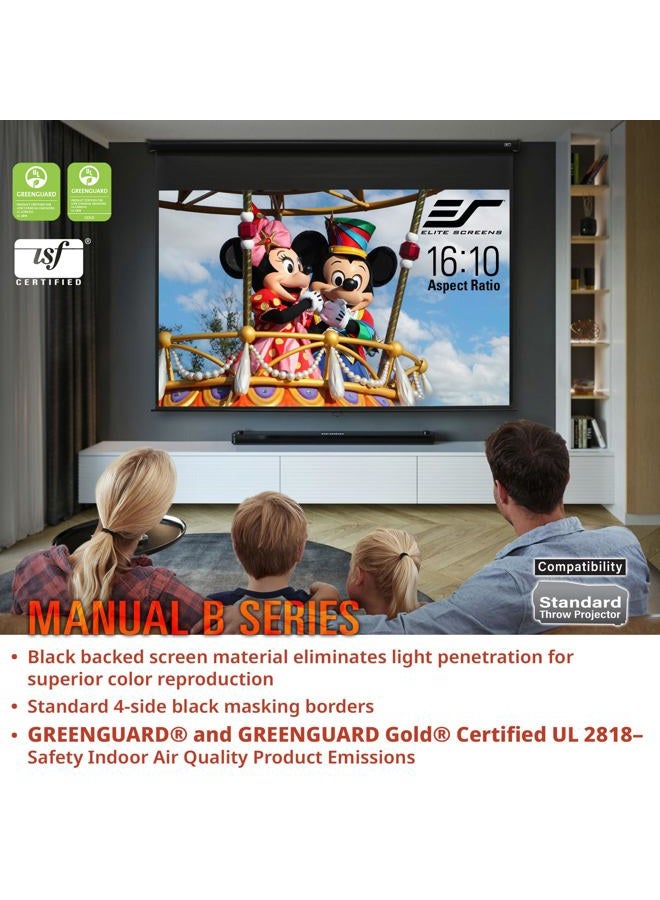 Elite Screens شاشة عرض بيدوية 110 بوصة قابلة للسحب يدويًا بزاوية 16:9 4K 8K 3D Ultra HDR HD جاهزة للسينما المنزلية شاشة عرض بيضاء مع آلية سحب بطيئة M110H - Image 5
