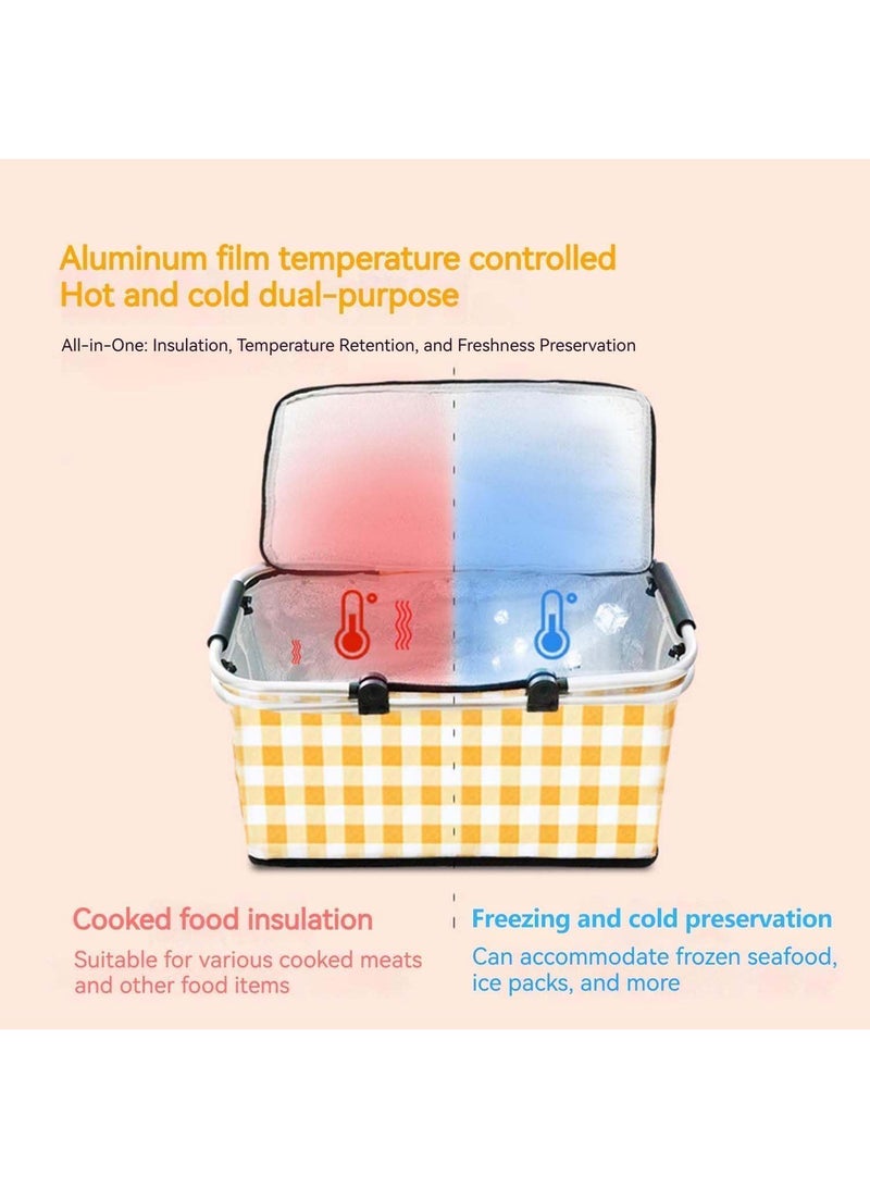 Bluejw Picnic Basket 20L Portable Collapsible Cooler Bag Grocery Bag Shopping Basket With Aluminium Handles For Shopping, Travel, Camping  - Image 2