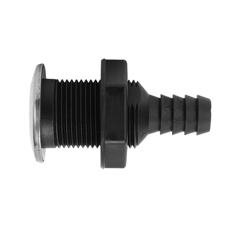 3 4 Inch Thru Hull Scupper Drain Straight Black with Stainless Steel 316 Cover - Image 2