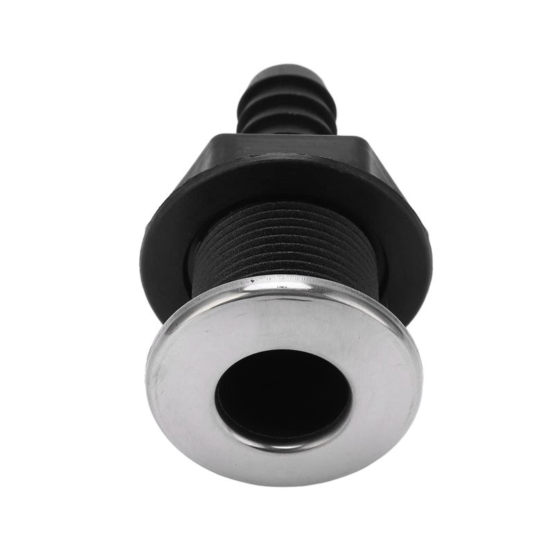3 4 Inch Thru Hull Scupper Drain Straight Black with Stainless Steel 316 Cover - Image 3