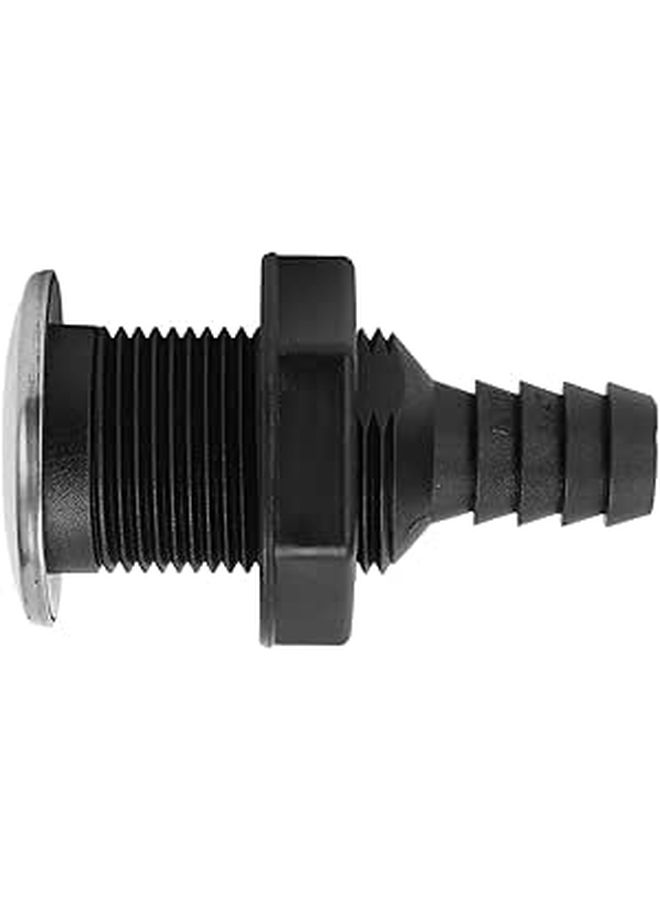 3 4 Inch Thru Hull Scupper Drain Straight Black with Stainless Steel 316 Cover - Image 1