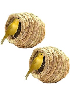 Hamiledyi Bird Nest Grass Bird Hut Outdoor Hanging Birdhouse Canary Nest Chickadee House Wren Nest Fiber Roosting Pocket For Parakeet Parrot Cockatiel Finch  - Image 1