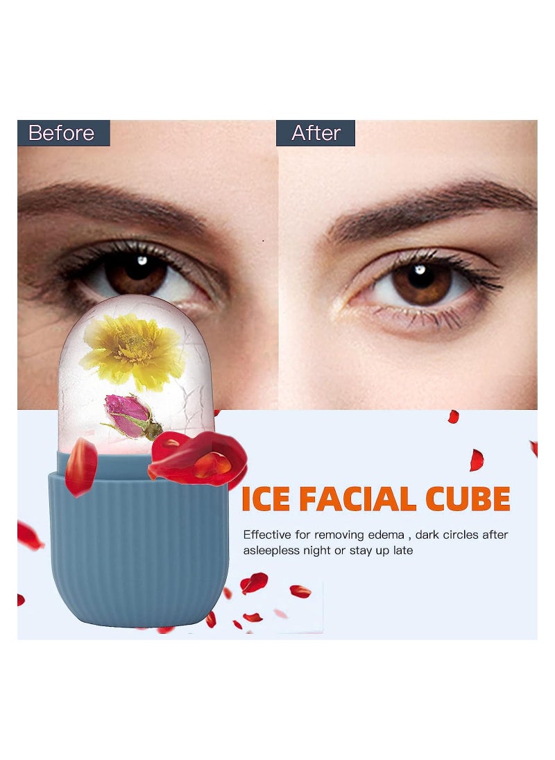 Portable Silicone Ice Mold Roller For Face And Eyes Puffiness Relief Blue