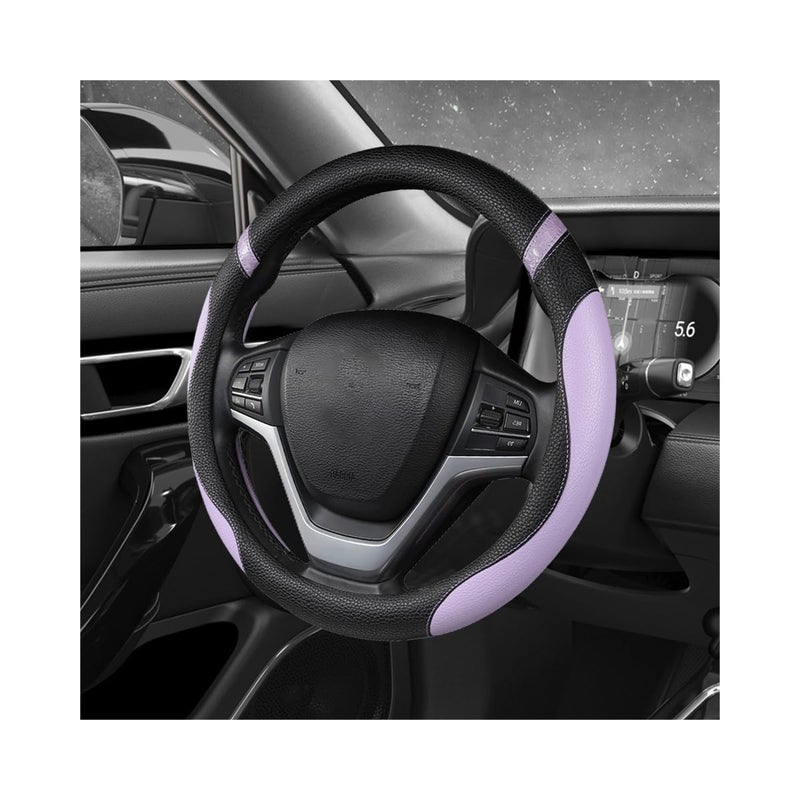 MUQIDA Car Steering Wheel Cover, 15 Inch Premium Leather Breathable Non-Slip Wheels Wrap, Universal Auto Comfortable Steering Wheel Protector for SUV Truck Van, Car Accessories (Purple) - Image 1