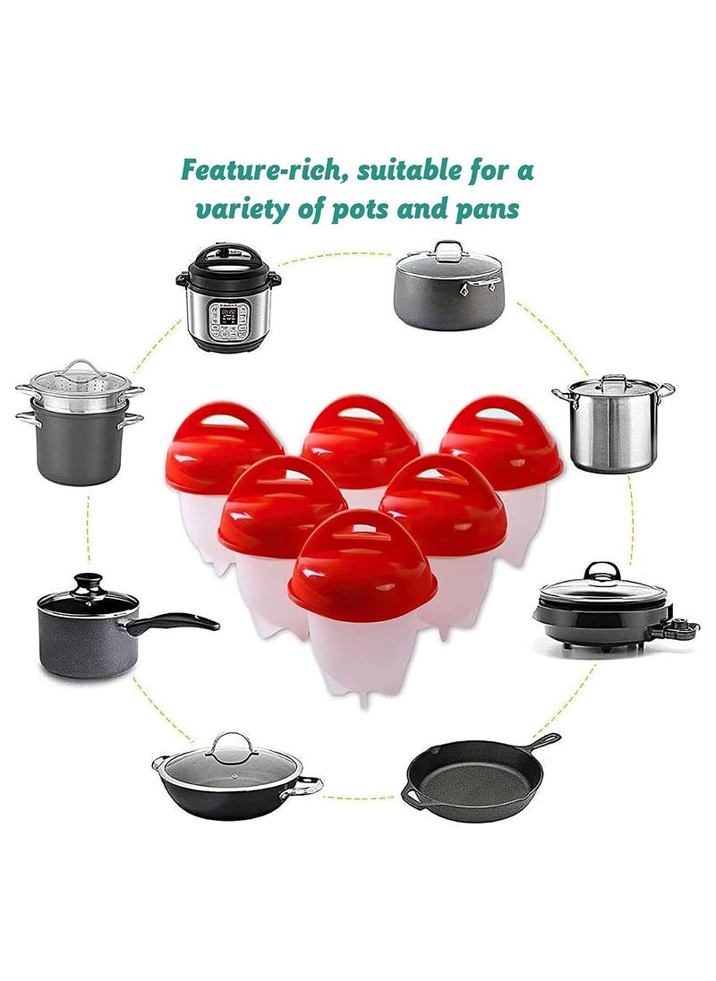 Shellless Egg Boiler - 6 Egg Boiler Molds with Removable Cover, Non-stick Boiled Egg Molds, Easy to Use and Clean