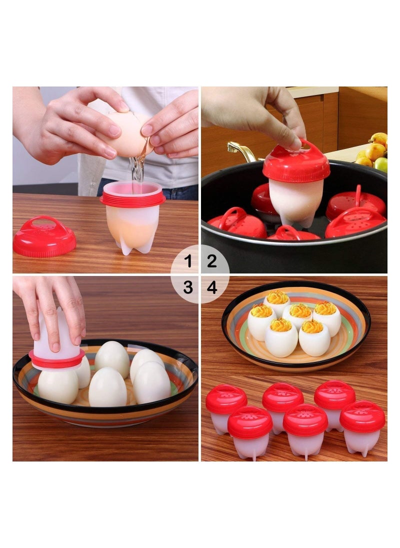 Shellless Egg Boiler - 6 Egg Boiler Molds with Removable Cover, Non-stick Boiled Egg Molds, Easy to Use and Clean