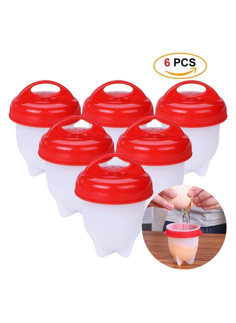 Shellless Egg Boiler - 6 Egg Boiler Molds with Removable Cover, Non-stick Boiled Egg Molds, Easy to Use and Clean