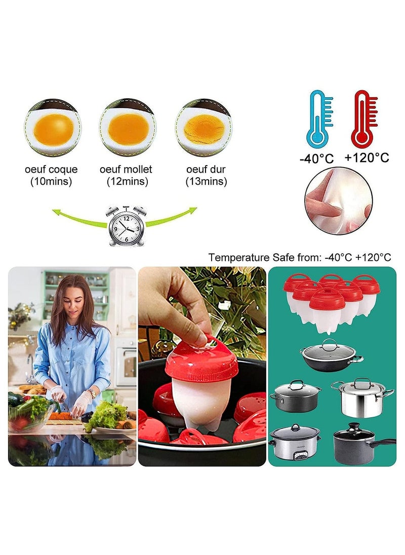 Shellless Egg Boiler - 6 Egg Boiler Molds with Removable Cover, Non-stick Boiled Egg Molds, Easy to Use and Clean