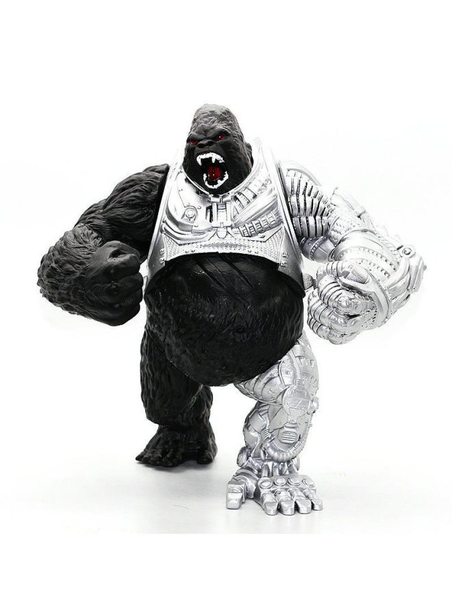 لعبة مجسمة كبيرة من المطاط الناعم King Kong Joint Movable War Monster Orangutan نموذج لعبة زينة يدوية للرجال - اللون: فضي ميكانيكي King Kong (5 مفاصل متحركة) [صندوق هدايا]] - Image 1
