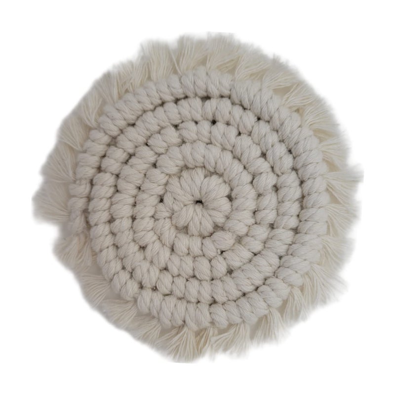 Mokoboho Macrame Car Coasts Collection 2pc 2pc 3 بوصة الوقايات القطنية لأصحاب الكؤوس (الرمال) - Image 2