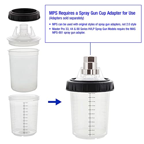 Master Airbrush Master Paint System MPS Disposable Paint Spray Gun Cup Liners and Lid System, 50 Pack Mini Size 6 Ounce (180ml) Kit 50 Cup Liners, 50 Lids with Strainer, 1 Hard Cup with Retainer Ring and 20 Plugs - Image 3