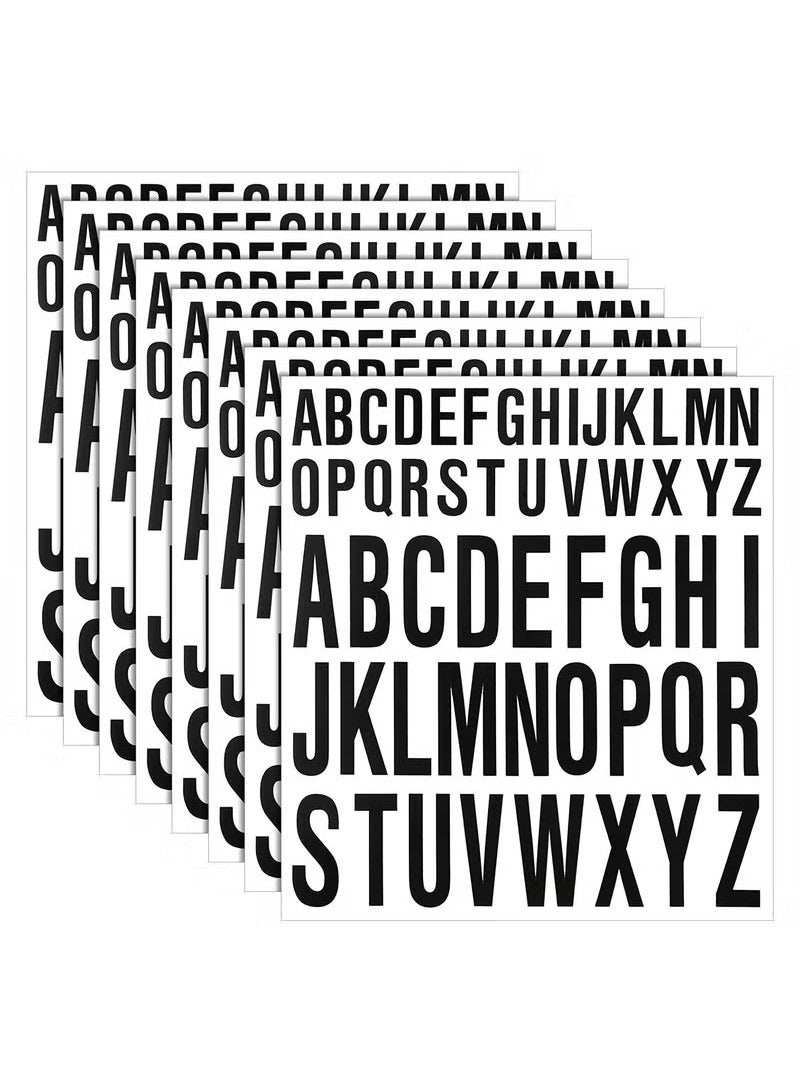 8 أوراق من ملصقات الحروف الكبيرة المصنوعة من الفينيل اللاصق الذاتي للحرف اليدوية واللافتات الخارجية والملصقات وصناديق البريد والنوافذ والأبواب والسيارات والشاحنات باللون الأسود مقاس 1 بوصة و2 بوصة - Image 1