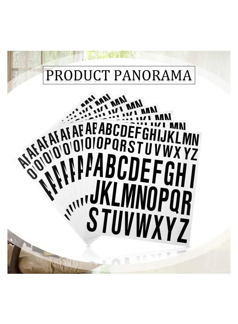 8 أوراق من ملصقات الحروف الكبيرة المصنوعة من الفينيل اللاصق الذاتي للحرف اليدوية واللافتات الخارجية والملصقات وصناديق البريد والنوافذ والأبواب والسيارات والشاحنات باللون الأسود مقاس 1 بوصة و2 بوصة - Image 2
