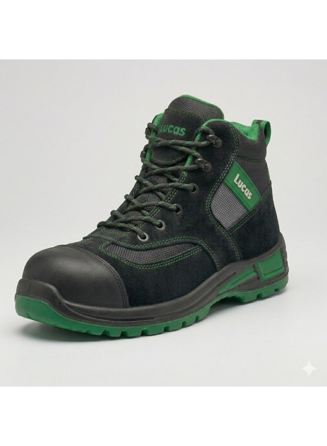 Lucas Nevis High Ankle Steel Toe Safety Shoes, Heavy Duty Industrial Work Shoes for Construction, Warehouse and Outdoor Job Sites with Slip Resistant Protective Sole for Men and Women - Image 1
