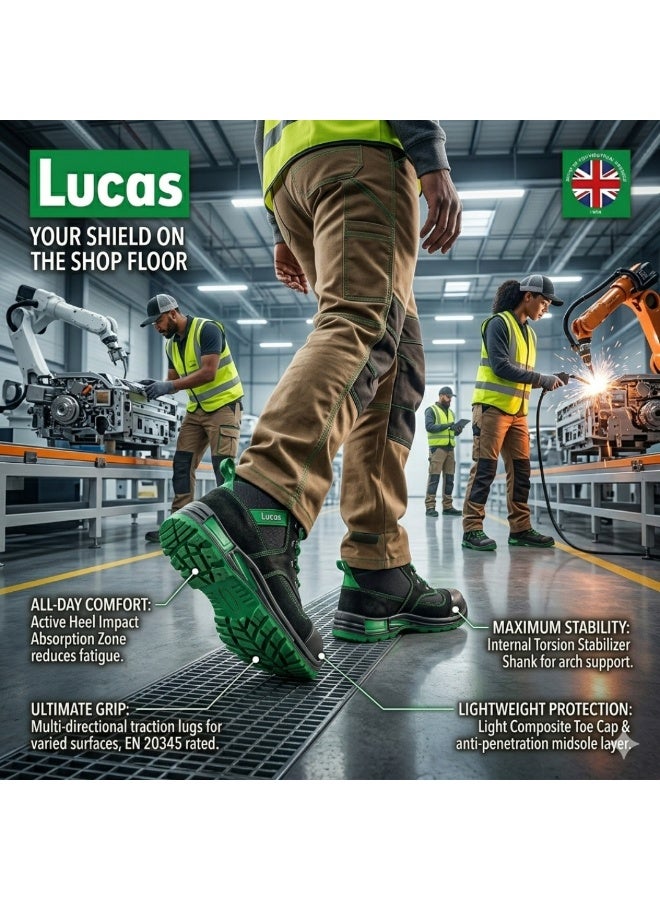 Lucas Nevis High Ankle Steel Toe Safety Shoes, Heavy Duty Industrial Work Shoes for Construction, Warehouse and Outdoor Job Sites with Slip Resistant Protective Sole for Men and Women - Image 4