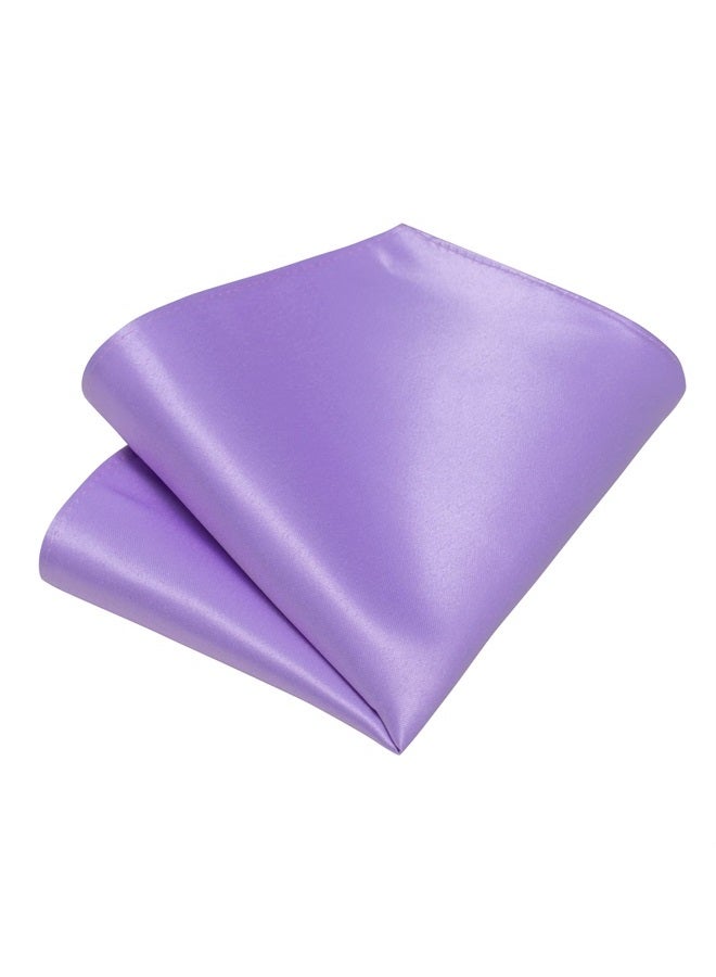 DiBanGu Mens Lavender Purple Ties for Men Wedding Party Classic Solid Violet Necktie and Pocket Square Cufflinks Set - Image 4