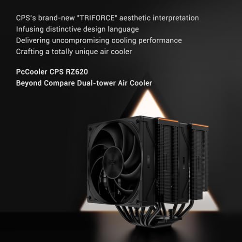 PCCOOLER RZ620 CPU Cooler TDP CPU Air Cooler Dual Tower CPU Fan 6 HeatPipe CPU Cooling System with Three Modes PWM Silent Fans, Easy Install Air Cooler for Intel LGA 115X/1200/1700,AMD AM4/AM5,BK - Image 5